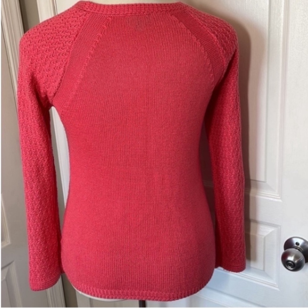Jones NY Cable Knit Sweater Crewneck Coral Salmon Loose Weave Acrylic Fancy Gift - Picture 11 of 17